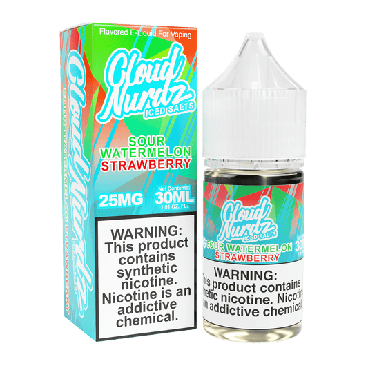 ICED Sour Watermelon Strawberry SALT - Cloud Nurdz - 30mL